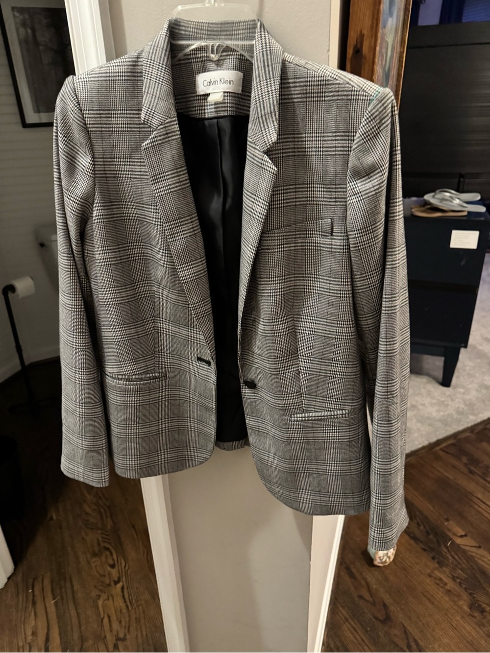 Calvin Klein Women’s Gray Glen Plaid Blazer
